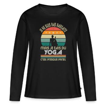 Je ne suis pas parfaite mais je fais du yoga - T-shirt manches longues Premium bio Femme - noir - Devant - Julia (174cm)