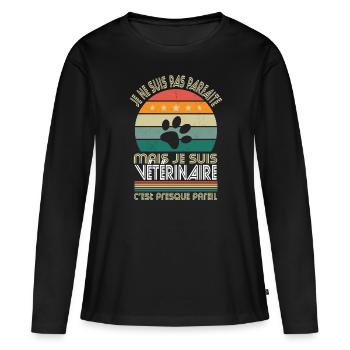 Je ne suis pas parfaite mais je suis véto - T-shirt manches longues Premium bio Femme - noir - Devant - Julia (174cm)