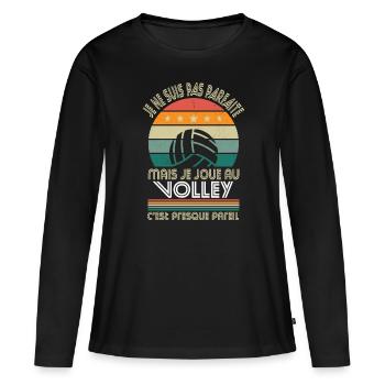 Je ne suis pas parfaite mais je joue au volley - T-shirt manches longues Premium bio Femme - noir - Devant - Julia (174cm)