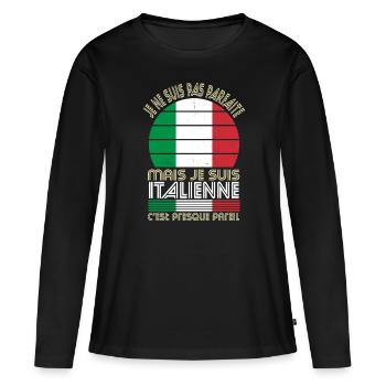 Je ne suis pas parfaite mais je suis Italienne - T-shirt manches longues Premium bio Femme - noir - Devant - Julia (174cm)