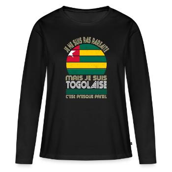 Je ne suis pas parfaite mais je suis Togolaise - T-shirt manches longues Premium bio Femme - noir - Devant - Julia (174cm)
