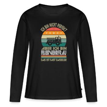 I'm not perfect, but I'm a firefighter - Women's Premium Organic Long Sleeve Shirt - black - Front - Julia (174cm)