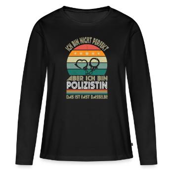 Je ne suis pas parfait, mais je suis un flic - T-shirt manches longues Premium bio Femme - noir - Devant - Julia (174cm)