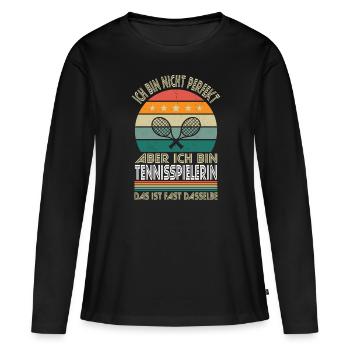 Je ne suis pas parfait, mais je suis un joueur de tennis - T-shirt manches longues Premium bio Femme - noir - Devant - Julia (174cm)