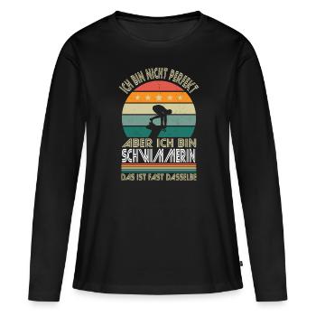 I'm not perfect, but I'm a swimmer - Women's Premium Organic Long Sleeve Shirt - black - Front - Julia (174cm)
