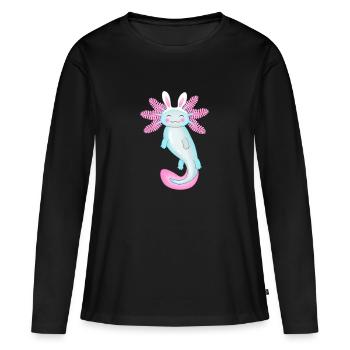 Axolotl de Pâques avec oreilles de lapin - T-shirt manches longues Premium bio Femme - noir - Devant - Julia (174cm)