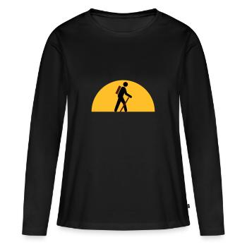 ★ Couleurs de conception modifiables ★ Randonneurs, corps célestes - T-shirt manches longues Premium bio Femme - noir - Devant - Julia (174cm)