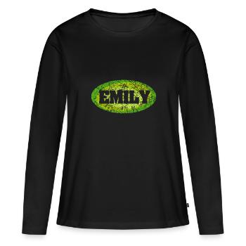 Emily - T-shirt manches longues Premium bio Femme - noir - Devant - Julia (174cm)