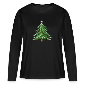 Sapin de Noël - T-shirt manches longues Premium bio Femme - noir - Devant - Julia (174cm)