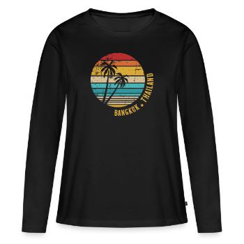 Bangkok - Frauen Premium Bio Langarmshirt - Schwarz - Vorne - Julia (174cm)