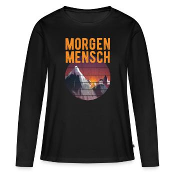 Personne matinale lève-tôt - T-shirt manches longues Premium bio Femme - noir - Devant - Julia (174cm)