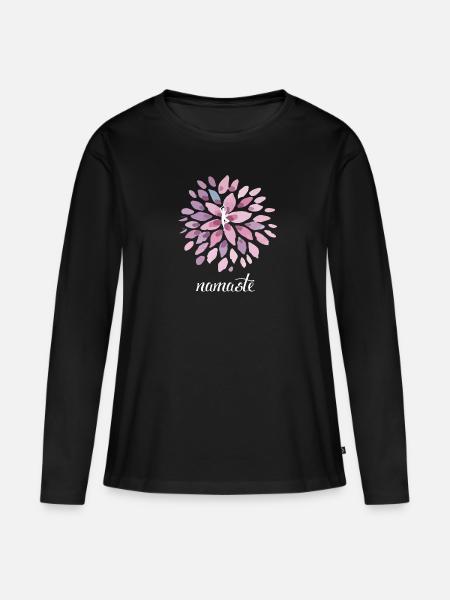 Namaste Yoga Lotus om Meditation chakra Energie sh - Frauen Premium Bio Langarmshirt - Schwarz