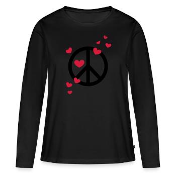 Peace paix coeur amour liberté symbole hippie été - T-shirt manches longues Premium bio Femme - noir - Devant - Julia (174cm)
