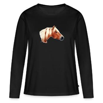 Haflinger Pferd / horse - T-shirt manches longues Premium bio Femme - noir - Devant - Julia (174cm)