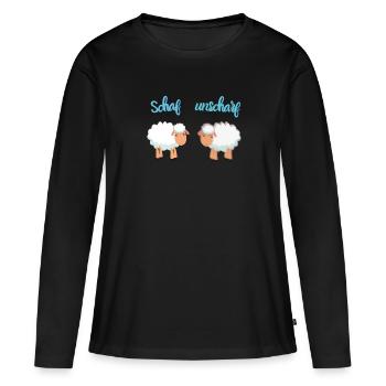 Moutons flous FUN WEAR - T-shirt manches longues Premium bio Femme - noir - Devant - Julia (174cm)