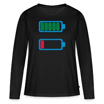 battery charge low battery empty fatigue - Women's Premium Organic Long Sleeve Shirt - black - Front - Julia (174cm)