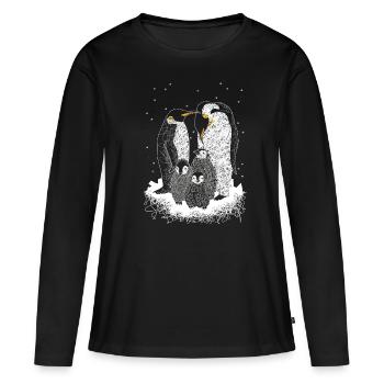 pingouins - T-shirt manches longues Premium bio Femme - noir - Devant - Julia (174cm)