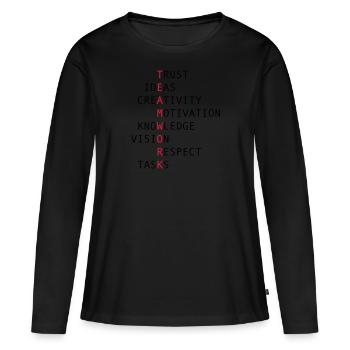 TEAMWORK - Frauen Premium Bio Langarmshirt - Schwarz - Vorne - Julia (174cm)