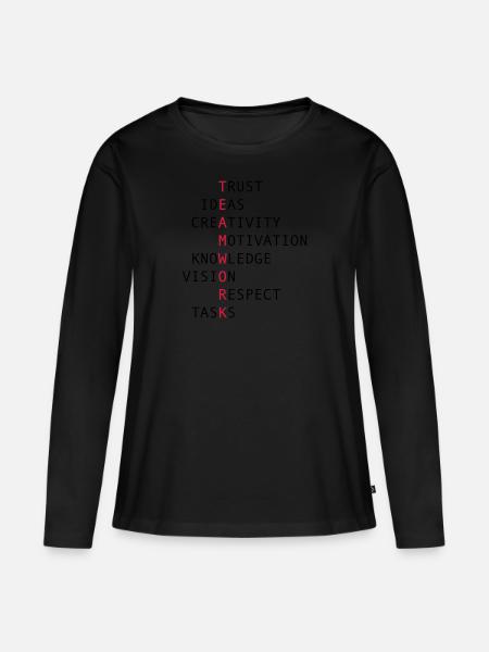 TEAMWORK - Frauen Premium Bio Langarmshirt - Schwarz