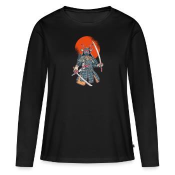 Guerrier japonais Honneur - T-shirt manches longues Premium bio Femme - noir - Devant - Julia (174cm)