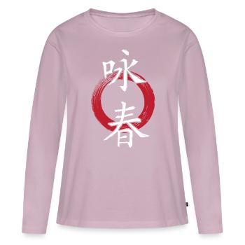Wingtsun Wing chun Caractères chinois - T-shirt manches longues Premium bio Femme - rose poudré - Devant - Julia (174cm)