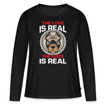 Chien de combat Terrier Pittie - T-shirt manches longues Premium bio Femme - noir - Devant - Julia (174cm)