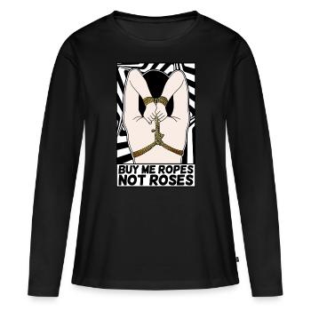 ART POP-ART ÉROTIQUE SEXY SHIBARI BONDAGE GIRL - T-shirt manches longues Premium bio Femme - noir - Devant - Julia (174cm)
