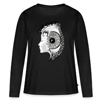 Big Eye Black, Eye, Vertical, Realistic - Women's Premium Organic Long Sleeve Shirt - black - Front - Julia (174cm)