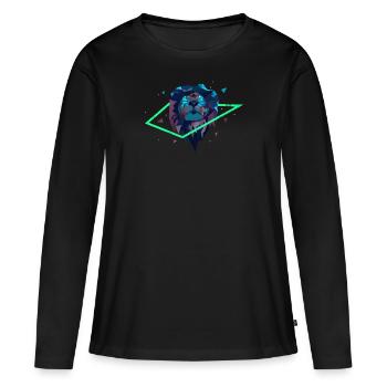 LION LION LION’S HEADS NEON PREDATOR MOTIF CADEAU - T-shirt manches longues Premium bio Femme - noir - Devant - Julia (174cm)