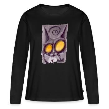 Chat de série - T-shirt manches longues Premium bio Femme - noir - Devant - Julia (174cm)