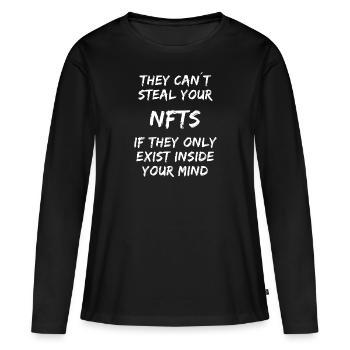Crypto NFTs Blockchain Tokens - Humor - Women's Premium Organic Long Sleeve Shirt - black - Front - Julia (174cm)
