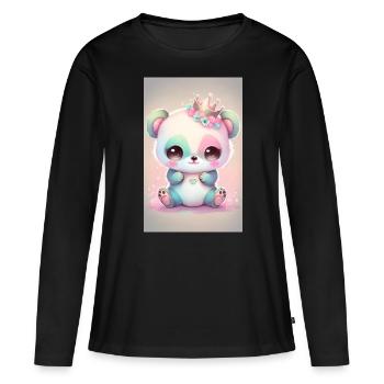 Bébé panda princesse - T-shirt manches longues Premium bio Femme - noir - Devant - Julia (174cm)