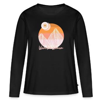Wander Woman - Montagnes Minimalistes - Randonnée - T-shirt manches longues Premium bio Femme - noir - Devant - Julia (174cm)