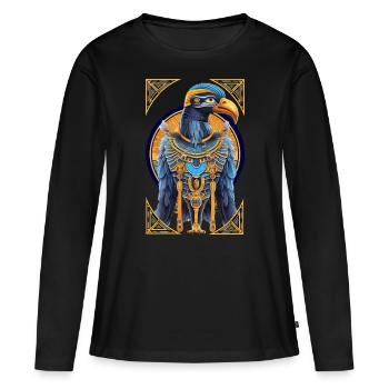 Horus égyptien - T-shirt manches longues Premium bio Femme - noir - Devant - Julia (174cm)