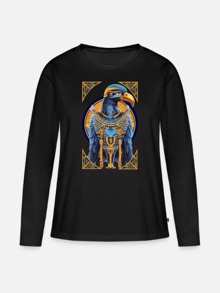 Ägyptischer Horus - Frauen Premium Bio Langarmshirt - Schwarz