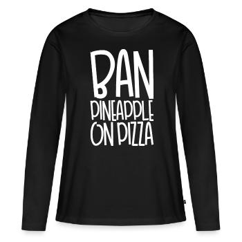 Interdire l’ananas sur la pizza - T-shirt manches longues Premium bio Femme - noir - Devant - Julia (174cm)