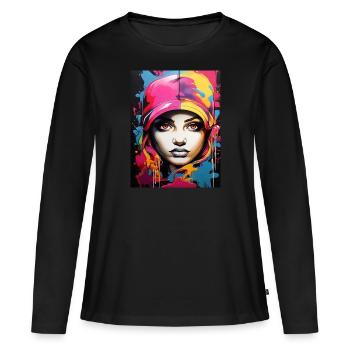 Graffiti style2 - T-shirt manches longues Premium bio Femme - noir - Devant - Julia (174cm)