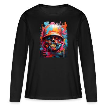 Graffiti style3 - T-shirt manches longues Premium bio Femme - noir - Devant - Julia (174cm)