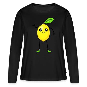 Zitrone Zitronen Frucht Früchte Vitamine - Frauen Premium Bio Langarmshirt - Schwarz - Vorne - Julia (174cm)