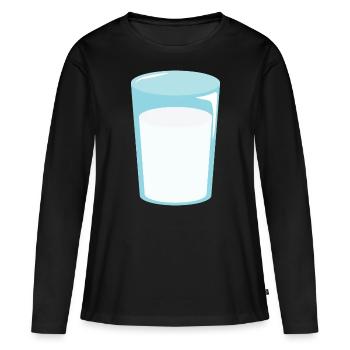 Verre de lait - T-shirt manches longues Premium bio Femme - noir - Devant - Julia (174cm)