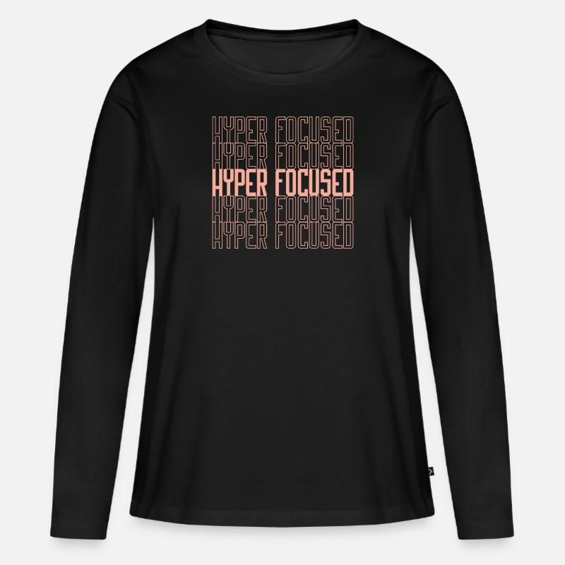 hyperfocused in gelb - Frauen Premium Bio Langarmshirt - Schwarz