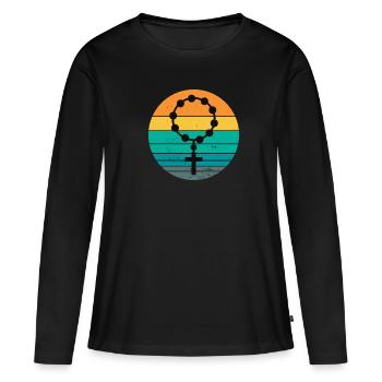 Messe catholique Dieu Messe latine traditionnelle Rosaire - T-shirt manches longues Premium bio Femme - noir - Devant - Julia (174cm)