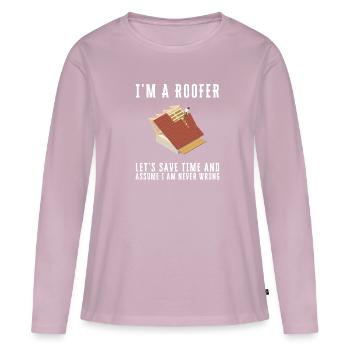 Roofer Roofing Contractor Construction Worker - Frauen Premium Bio Langarmshirt - Altrosa - Vorne - Julia (174cm)