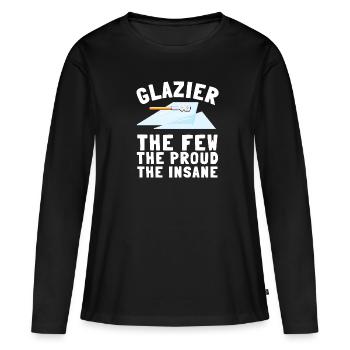 Verre de vitrier ajusteur et vitre de sertisseur de verre - T-shirt manches longues Premium bio Femme - noir - Devant - Julia (174cm)