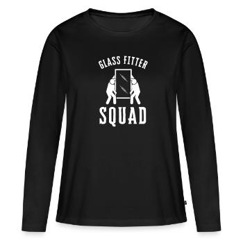 Verre de vitrier ajusteur et vitre de sertisseur de verre - T-shirt manches longues Premium bio Femme - noir - Devant - Julia (174cm)