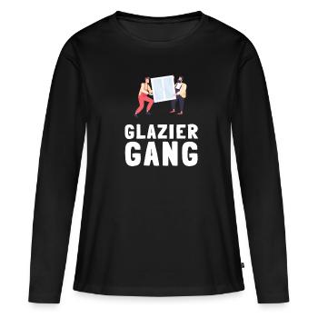 Verre de vitrier ajusteur et vitre de sertisseur de verre - T-shirt manches longues Premium bio Femme - noir - Devant - Julia (174cm)