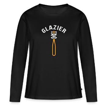 Verre de vitrier ajusteur et vitre de sertisseur de verre - T-shirt manches longues Premium bio Femme - noir - Devant - Julia (174cm)