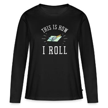 Verre de vitrier ajusteur et vitre de sertisseur de verre - T-shirt manches longues Premium bio Femme - noir - Devant - Julia (174cm)