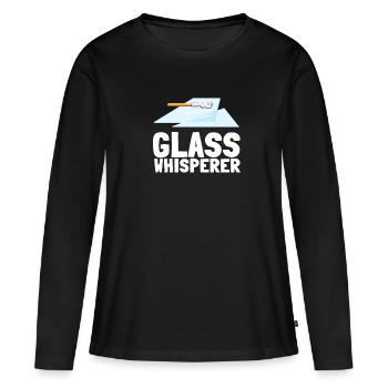 Verre de vitrier ajusteur et vitre de sertisseur de verre - T-shirt manches longues Premium bio Femme - noir - Devant - Julia (174cm)