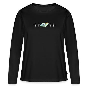 Verre de vitrier ajusteur et vitre de sertisseur de verre - T-shirt manches longues Premium bio Femme - noir - Devant - Julia (174cm)